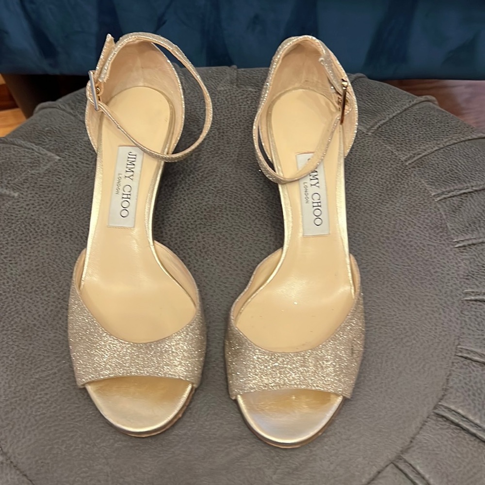 Jimmy Choo EMSY 85 Dusty Glitter Sandals